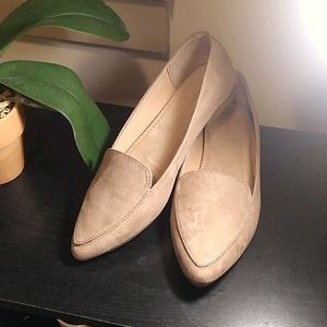 Nude suede flats